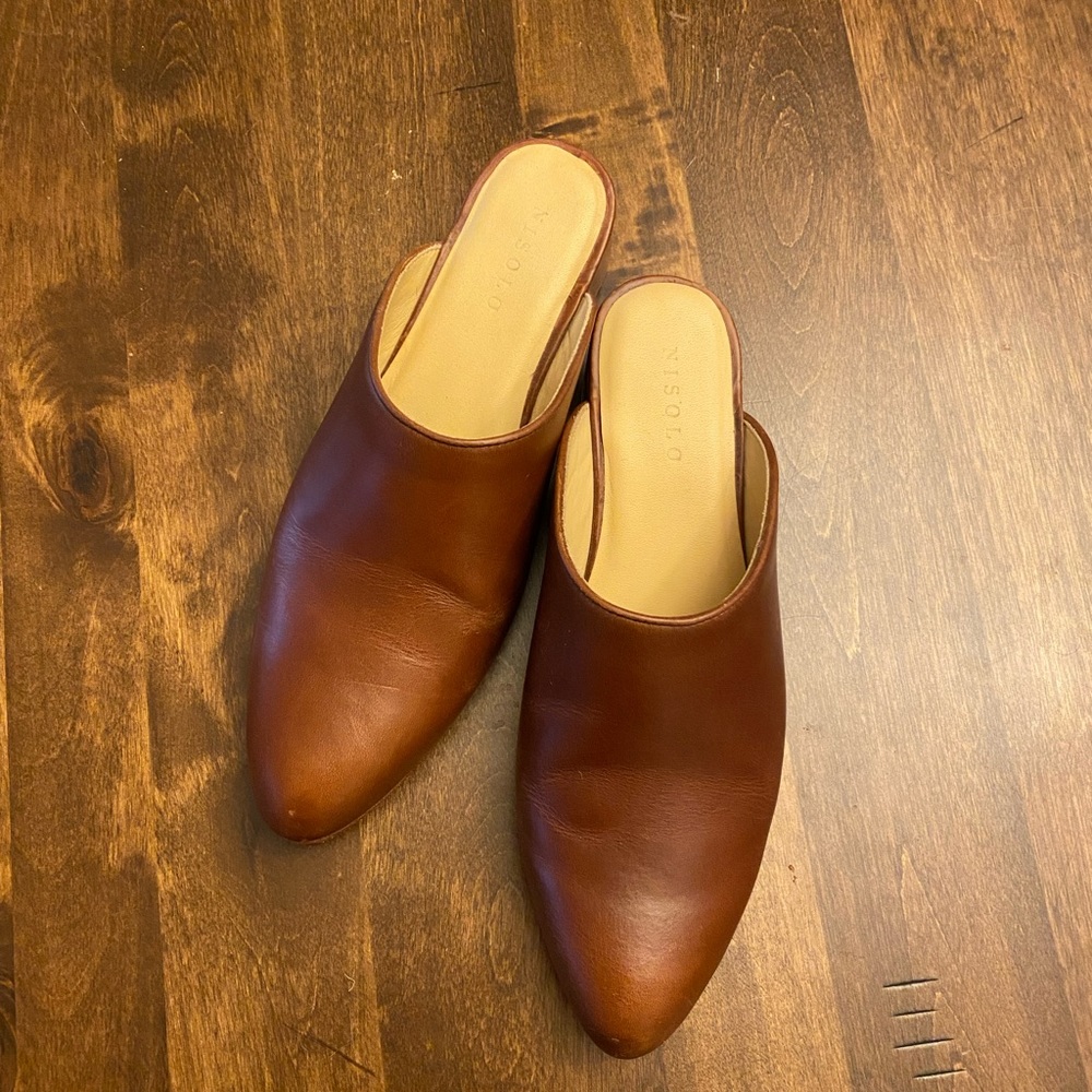 Nisolo Mariella Leather Mules Shoes Size 8